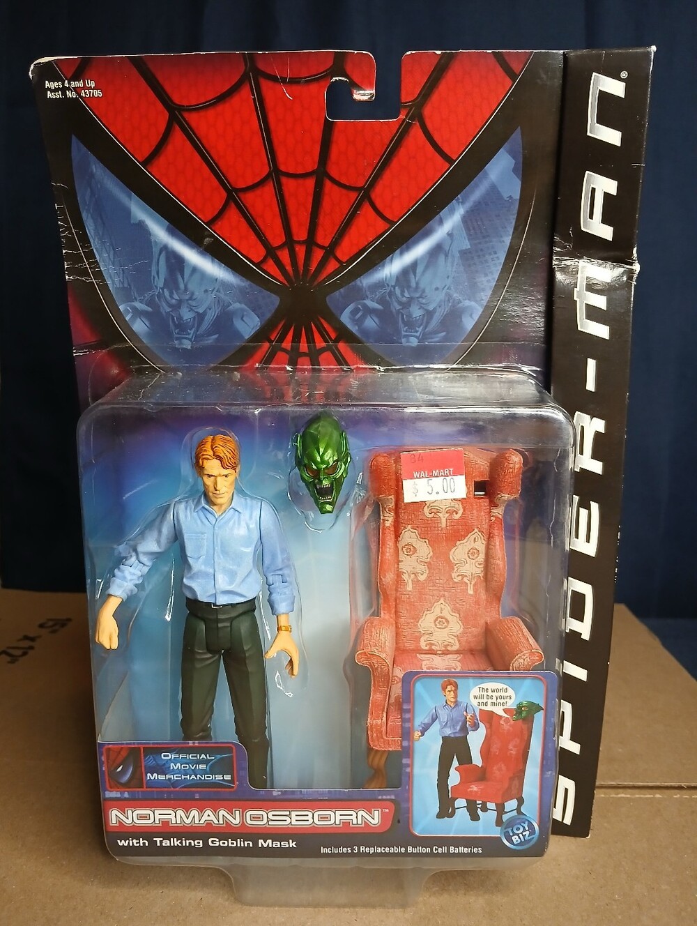 Toy Biz Spider-Man Norman Osborn Action Figure w/ Goblin Mask & Chair Sealed